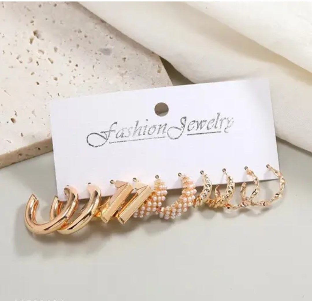 GOLD PLATED HOOPS SET OF 5